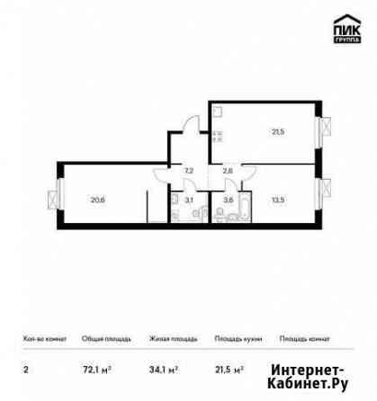 2-комнатная квартира, 72.1 м², 13/15 эт. на продажу в Котельниках Котельники