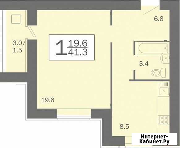 1-комнатная квартира, 41.3 м², 15/16 эт. на продажу в Засечном Засечное - изображение 1