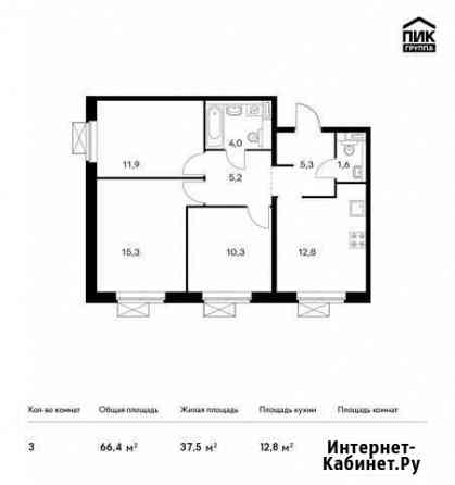 3-комнатная квартира, 66.4 м², 5/25 эт. на продажу в Видном Видное