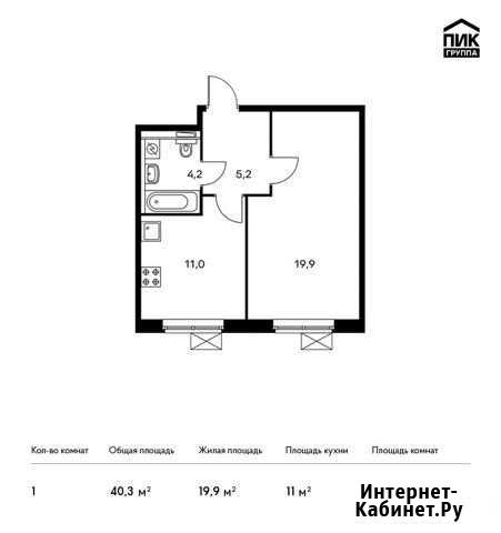 1-комнатная квартира, 40.3 м², 6/14 эт. на продажу в Мытищах Мытищи - изображение 1