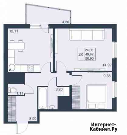 2-комнатная квартира, 49.6 м², 17/23 эт. на продажу в Мурино Мурино