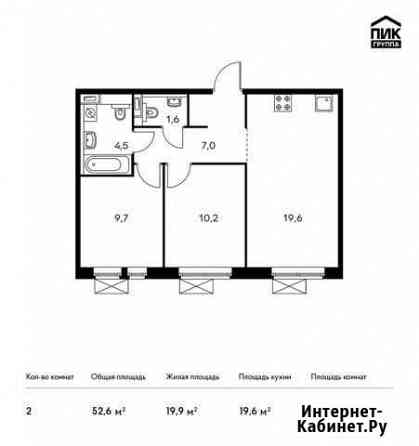 2-комнатная квартира, 52.6 м², 9/17 эт. на продажу в Воскресенском Московской области Воскресенское