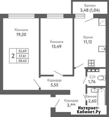 2-комнатная квартира, 58.7 м², 7/7 эт. на продажу в Евпатории Евпатория - изображение 1