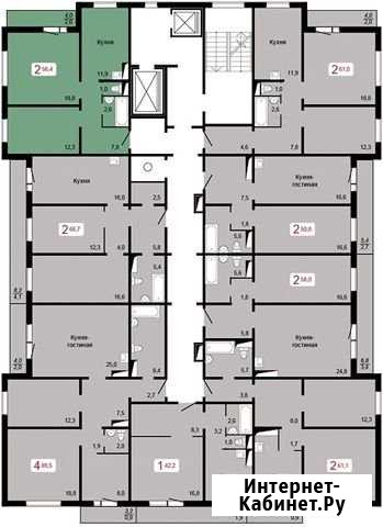 2-комнатная квартира, 56.4 м², 4/17 эт. на продажу в Красноярске Красноярск - изображение 1