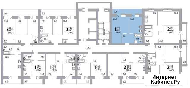 1-комнатная квартира, 48.8 м², 9/14 эт. на продажу в Брянске Брянск - изображение 1