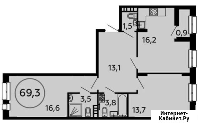 2-комнатная квартира, 69.3 м², 3/16 эт. на продажу в Коммунарке Коммунарка - изображение 1