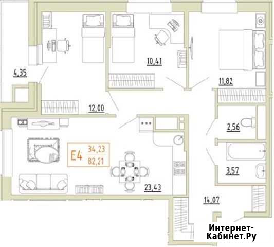4-комнатная квартира, 84 м², 15/22 эт. на продажу в Туле Тула - изображение 1
