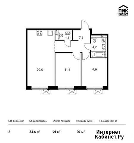 2-комнатная квартира, 54.6 м², 18/22 эт. на продажу в Мытищах Мытищи - изображение 1