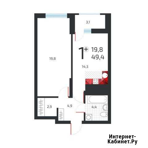 1-комнатная квартира, 49.4 м², 3/25 эт. на продажу в Уфе Уфа - изображение 1