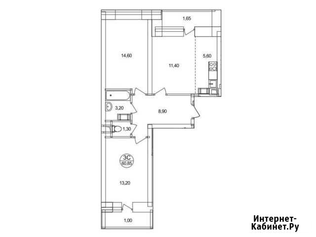 3-комнатная квартира, 60.9 м², 13/17 эт. на продажу в Люберцах Люберцы - изображение 1