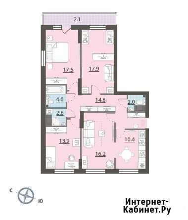 4-комнатная квартира, 101.2 м², 22/33 эт. на продажу в Екатеринбурге Екатеринбург - изображение 1