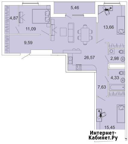 3-комнатная квартира, 101.6 м², 5/17 эт. на продажу в Пензе Пенза - изображение 1