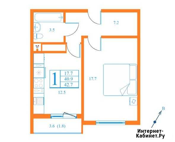 1-комнатная квартира, 42.7 м², 16/17 эт. на продажу в Дмитрове Дмитров - изображение 1