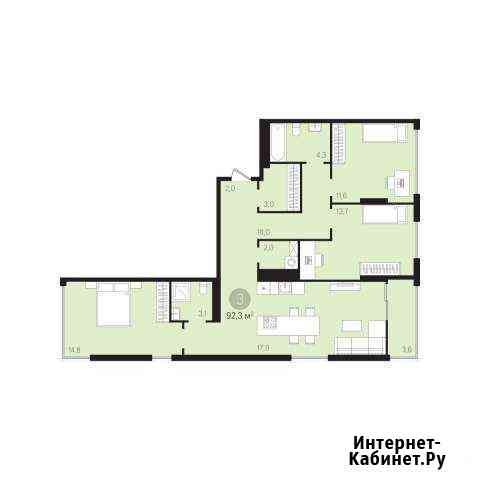 3-комнатная квартира, 94.2 м², 10/16 эт. на продажу в Тюмени Тюмень