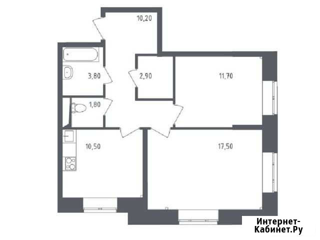 2-комнатная квартира, 58.4 м², 2/17 эт. на продажу в Люберцах Люберцы - изображение 1