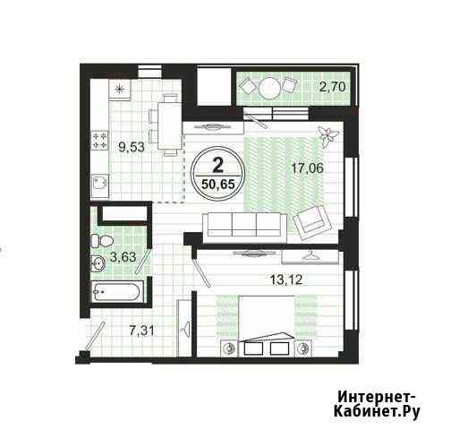2-комнатная квартира, 52.7 м², 6/25 эт. на продажу в Челябинске Челябинск