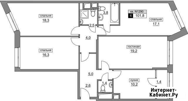 4-комнатная квартира, 101.8 м², 2/17 эт. на продажу в Москве Москва - изображение 1