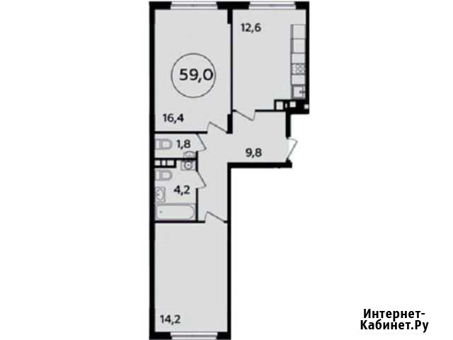 2-комнатная квартира, 59 м², 2/16 эт. на продажу в Мосрентгене Мосрентген - изображение 1