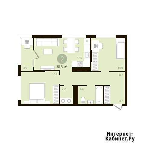 2-комнатная квартира, 63.5 м², 5/16 эт. на продажу в Тюмени Тюмень - изображение 1