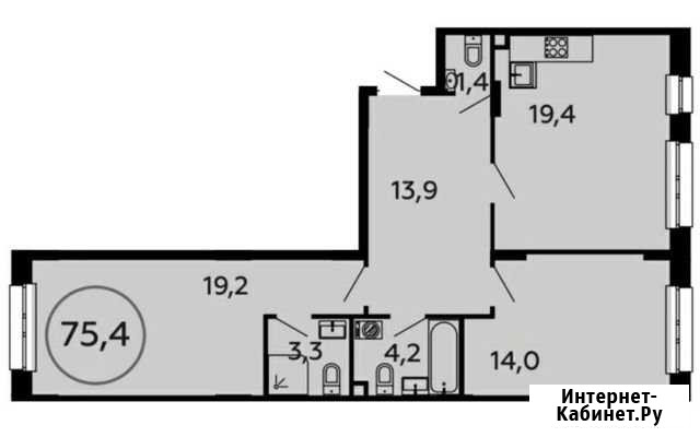 2-комнатная квартира, 75.4 м², 2/16 эт. на продажу в Коммунарке Коммунарка - изображение 1