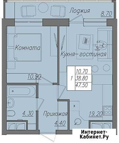 1-комнатная квартира, 47.5 м², 13/21 эт. на продажу в Липецке Липецк - изображение 1