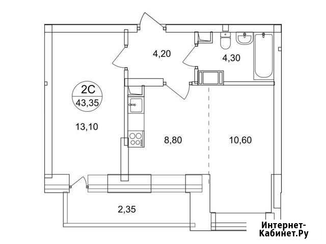2-комнатная квартира, 43.4 м², 9/17 эт. на продажу в Люберцах Люберцы - изображение 1