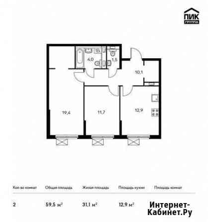 2-комнатная квартира, 59.5 м², 9/9 эт. на продажу в Красногорске Московской области Красногорск