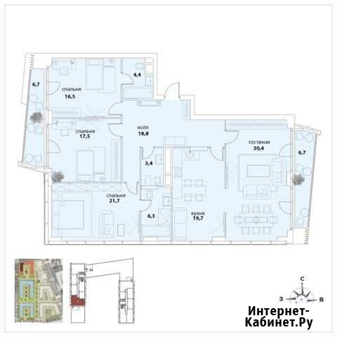 4-комнатная квартира, 141 м², 23/25 эт. на продажу в Москве Москва - изображение 1