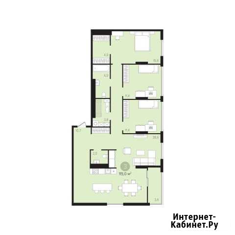 3-комнатная квартира, 115.1 м², 14/16 эт. на продажу в Тюмени Тюмень - изображение 1