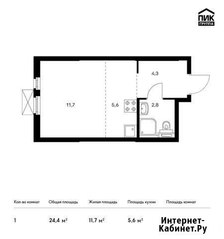 1-комнатная квартира, 24.4 м², 5/25 эт. на продажу в Калуге Калуга - изображение 1