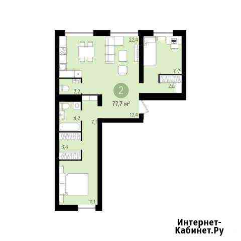 2-комнатная квартира, 77.7 м², 5/5 эт. на продажу в Екатеринбурге Екатеринбург