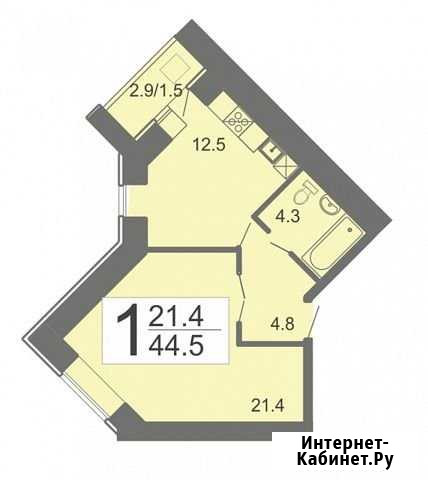 1-комнатная квартира, 44.5 м², 14/16 эт. на продажу в Засечном Засечное - изображение 1
