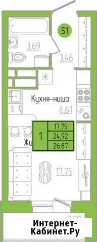 1-комнатная квартира, 26.9 м², 9/16 эт. на продажу в Кирове Киров - изображение 1