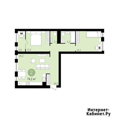 2-комнатная квартира, 74.2 м², 2/5 эт. на продажу в Екатеринбурге Екатеринбург - изображение 1