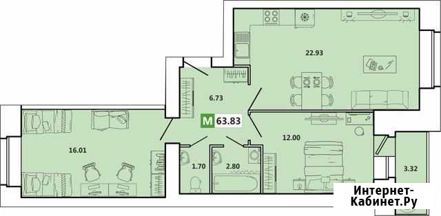 3-комнатная квартира, 64 м², 6/11 эт. на продажу в Архангельске Архангельск - изображение 1