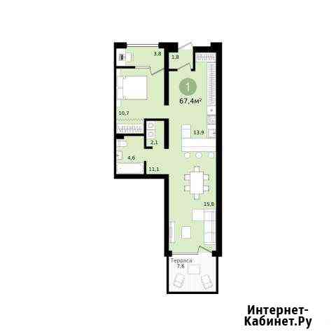 1-комнатная квартира, 67.2 м², 1/16 эт. на продажу в Екатеринбурге Екатеринбург
