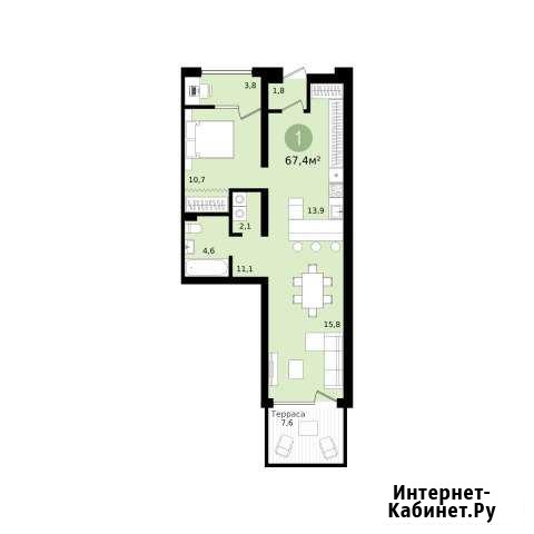 1-комнатная квартира, 67.2 м², 1/16 эт. на продажу в Екатеринбурге Екатеринбург - изображение 1