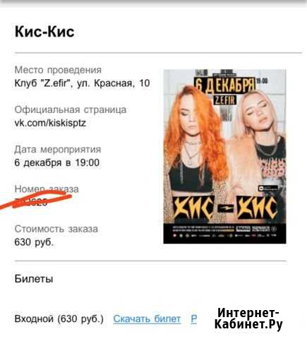 Билет на концерт кис-кис Петрозаводск - изображение 1