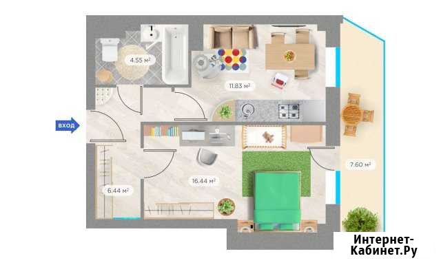 1-комнатная квартира, 48.6 м², 6/9 эт. на продажу в Кирове Киров - изображение 1