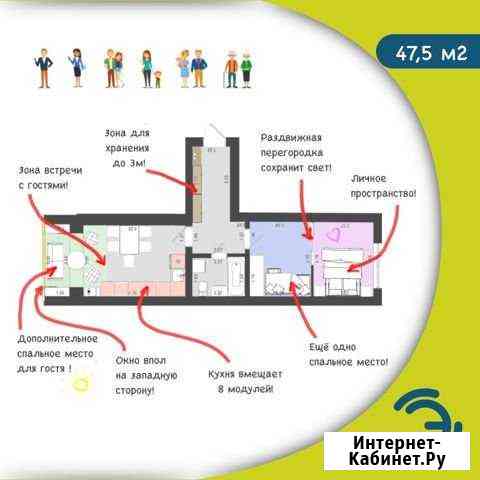 2-комнатная квартира, 47.5 м², 3/3 эт. на продажу в Бузулуке Бузулук