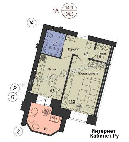 1-комнатная квартира, 37.4 м², 2/9 эт. на продажу в Волгограде Волгоград - изображение 1