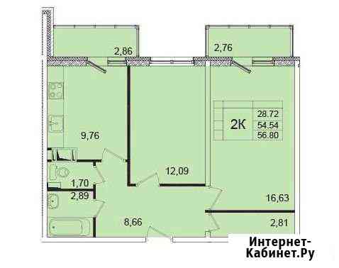 2-комнатная квартира, 54.5 м², 10/12 эт. на продажу в Янино-1 Янино-1