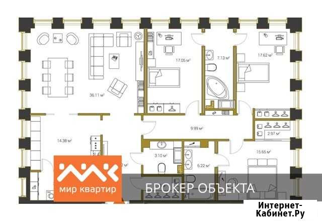 4-комнатная квартира, 151.3 м², 7/23 эт. на продажу в Санкт-Петербурге Санкт-Петербург - изображение 1