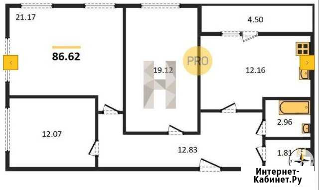 3-комнатная квартира, 86.6 м², 8/10 эт. на продажу в Самаре Самара - изображение 1