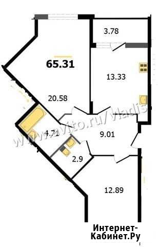 2-комнатная квартира, 65.3 м², 2/15 эт. на продажу во Владимире Владимир - изображение 1