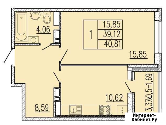 1-комнатная квартира, 40.8 м², 4/18 эт. на продажу в Новороссийске Новороссийск - изображение 1