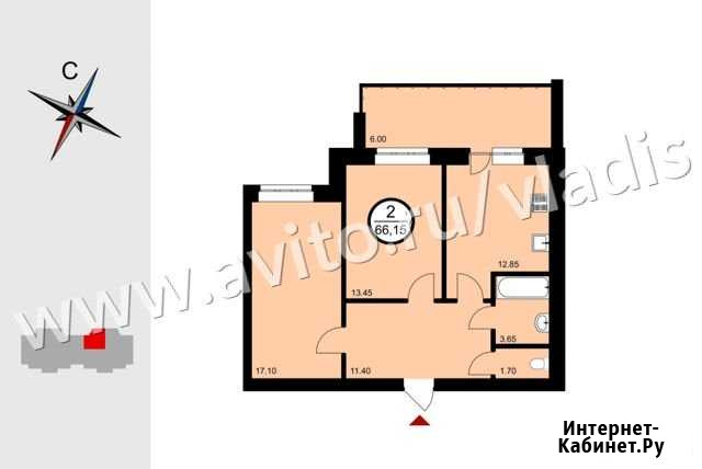 2-комнатная квартира, 66.2 м², 7/8 эт. на продажу во Владимире Владимир - изображение 1