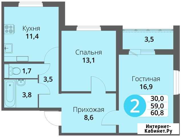 2-комнатная квартира, 60.8 м², 16/16 эт. на продажу в Орле Орёл - изображение 1