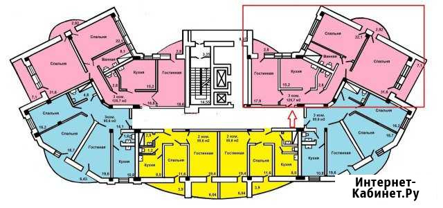 3-комнатная квартира, 126 м², 8/12 эт. на продажу в Челябинске Челябинск - изображение 1