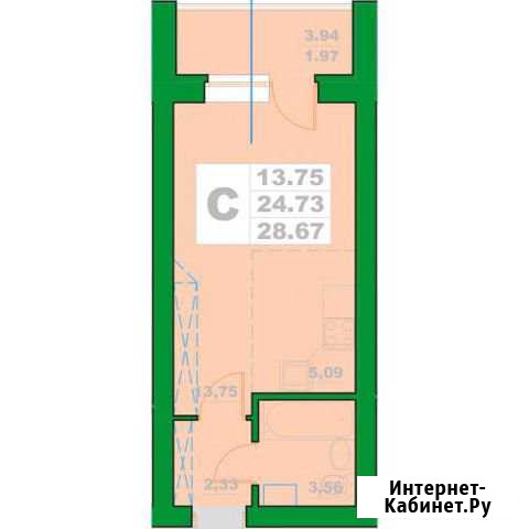 Квартира-студия, 28.7 м², 2/6 эт. на продажу в Уфе Уфа - изображение 1